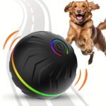 PETGRAVITY Motion-Activated Dog Bouncing Ball, 6. 6cm/2. 62in, USB Rechargeable Lithium Polymer Battery, Interactive Pet Toy for All Breed Sizes, Durable Thermoplastic Rubber, Striped Pattern