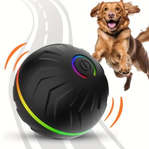 PETGRAVITY Motion-Activated Dog Bouncing Ball, 6. 6cm/2. 62in, USB Rechargeable Lithium Polymer Battery, Interactive Pet Toy for All Breed Sizes, Durable Thermoplastic Rubber, Striped Pattern