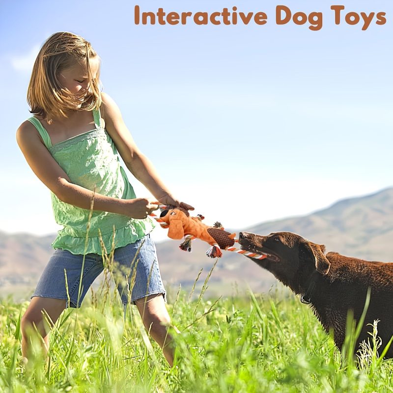 Durable Squeaky Dog Toy with Rope & Plush Animal Print - Ideal for Aggressive Chewers, Interactive Tug-of-War Fun for All Breeds, No Batteries Required, Dog Chew Toy|Animal Print Toy|Durable Dog Toy, Dog Toys for Aggressive Chewers - Image 3