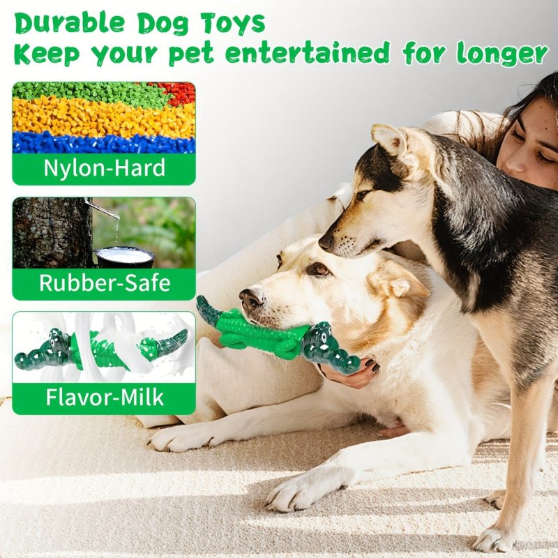 Indestructible Rubber Crocodile Dog Chew Toy - Durable Chew-Resistant Anxiety Relief & Boredom Buster for Small, Medium, Large Dogs - All Breed Sizes, Playful Pet Design - Image 5