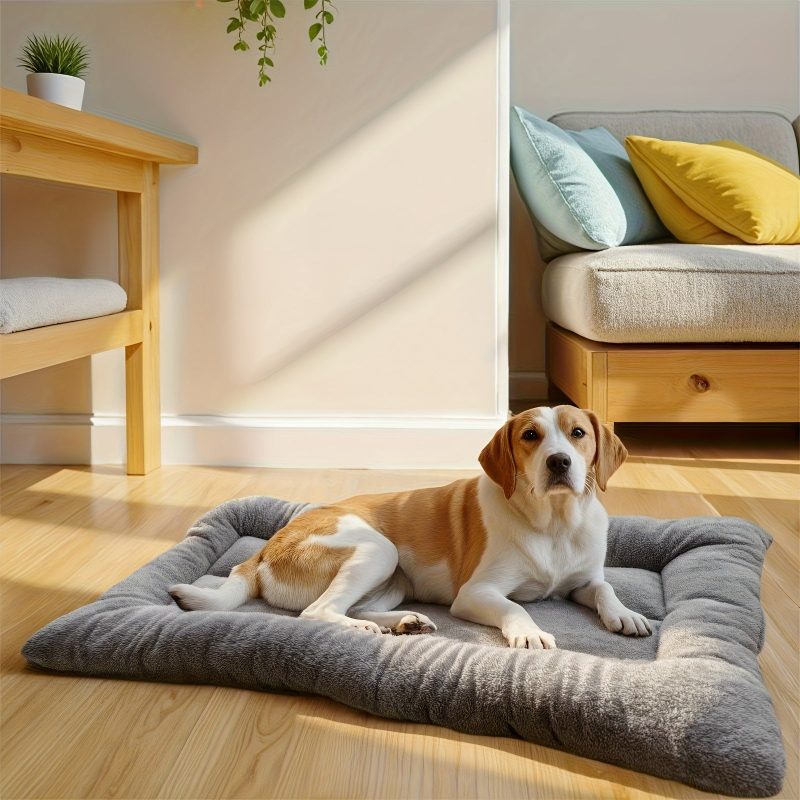 Super Soft Rectangular Polyester Dog Sofa Bed with Non-Slip Bottom - Comfortable Pet Pad for Small & Medium Dogs & Cats, Modern Design for Living Room or Bedroom, Pet Furniture, Cozy Pet Furniture, Plush Polyester - Image 4