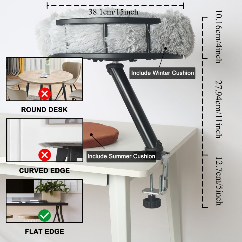 [Desk Cat Bed] Elevated Cat Desk Bed - Mounted Desktop Cat Bed For Home Office, Apartment Indoor Cat Nest Accessories For Work, Kitten Furniture Attachment, WFH Essential Cat Supplies - Image 3