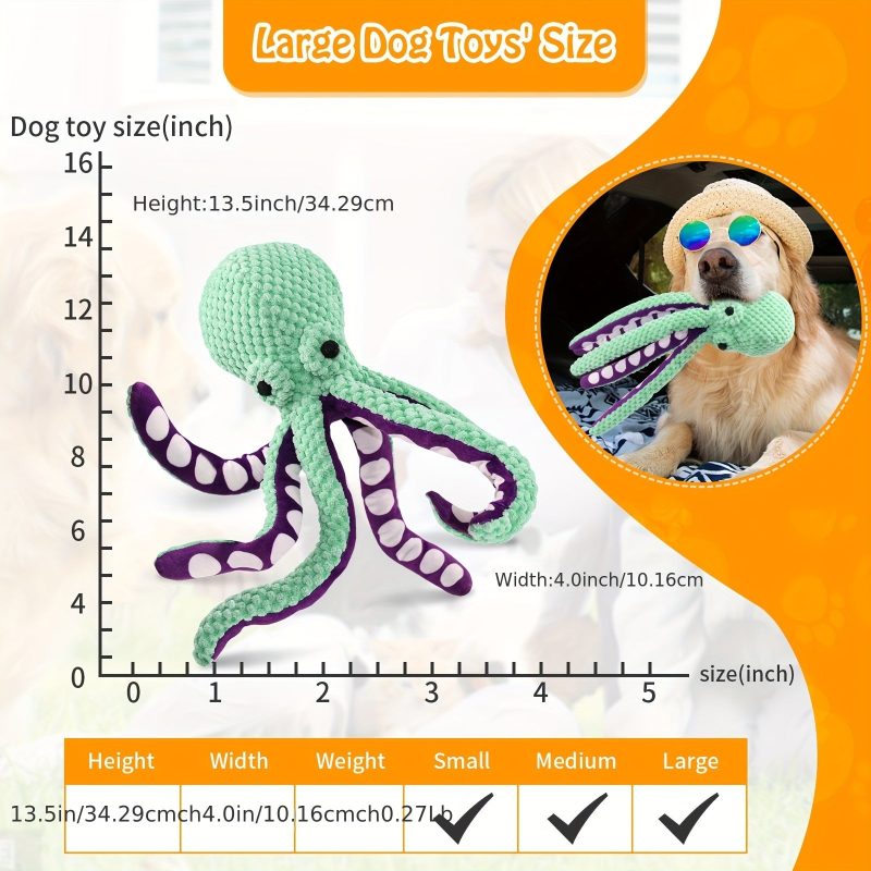 [Squeaky Plush Toy] Durable Soft Mr. Octopus Squeaky Plush Dog Toy - 1pc Non-Battery Operated, Interactive Boredom Buster for Teething, Suitable for All Dog Breeds and Sizes - Image 2