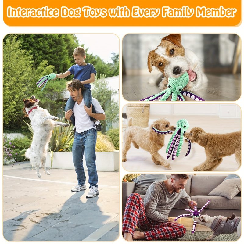 [Squeaky Plush Toy] Durable Soft Mr. Octopus Squeaky Plush Dog Toy - 1pc Non-Battery Operated, Interactive Boredom Buster for Teething, Suitable for All Dog Breeds and Sizes - Image 5