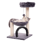 FluffyDream 27.8" Multi-Level Cat Tree Tower for Indoor Cats & Kittens - Creamy Gray Cat Furniture with Scratching Posts, Plush Basket & Perch, Dangling Ball Toy, Sturdy Base & Anti-Topple Design - Easy Assembly, Modern Home Decor, Kitten Activity Center