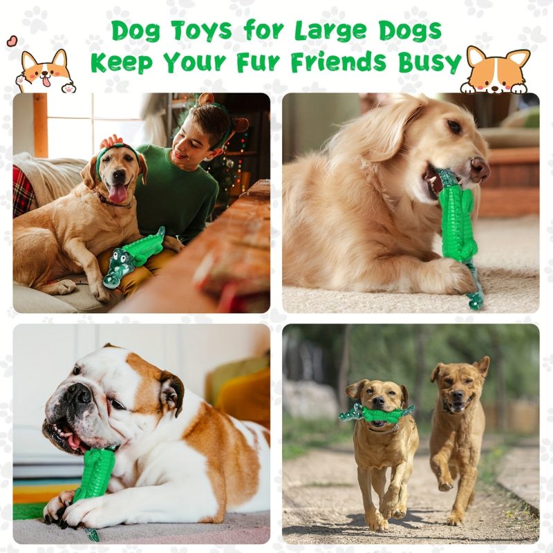 Indestructible Rubber Crocodile Dog Chew Toy - Durable Chew-Resistant Anxiety Relief & Boredom Buster for Small, Medium, Large Dogs - All Breed Sizes, Playful Pet Design - Image 3