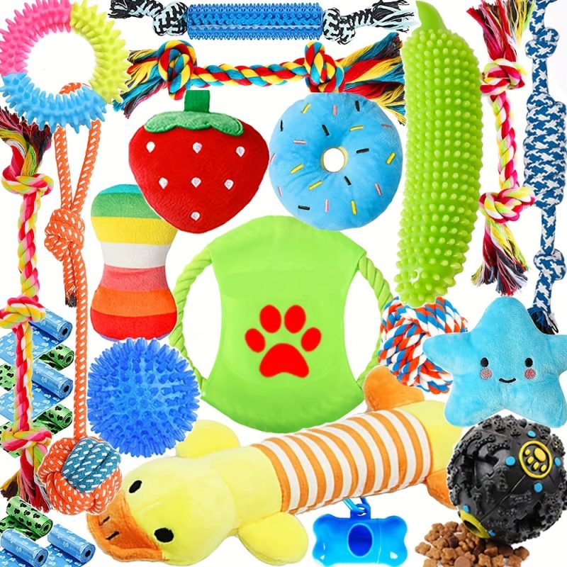 25pcs Set Of Dog Toys, Chew Toys For Dogs, Used For Cleaning And Teeth Cleaning, Sound Toys For Dogs, Therapeutic Dispenser Balls, Tug Of War Toys, Teething Toys For Dogs, Dog Rope Toy Set, Suitable For Dogs To Dogs - Image 6