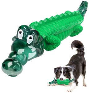 Indestructible Rubber Crocodile Dog Chew Toy - Durable Chew-Resistant Anxiety Relief & Boredom Buster for Small, Medium, Large Dogs - All Breed Sizes, Playful Pet Design