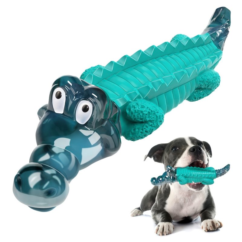 Indestructible Rubber Crocodile Dog Chew Toy - Durable Chew-Resistant Anxiety Relief & Boredom Buster for Small, Medium, Large Dogs - All Breed Sizes, Playful Pet Design - Image 6