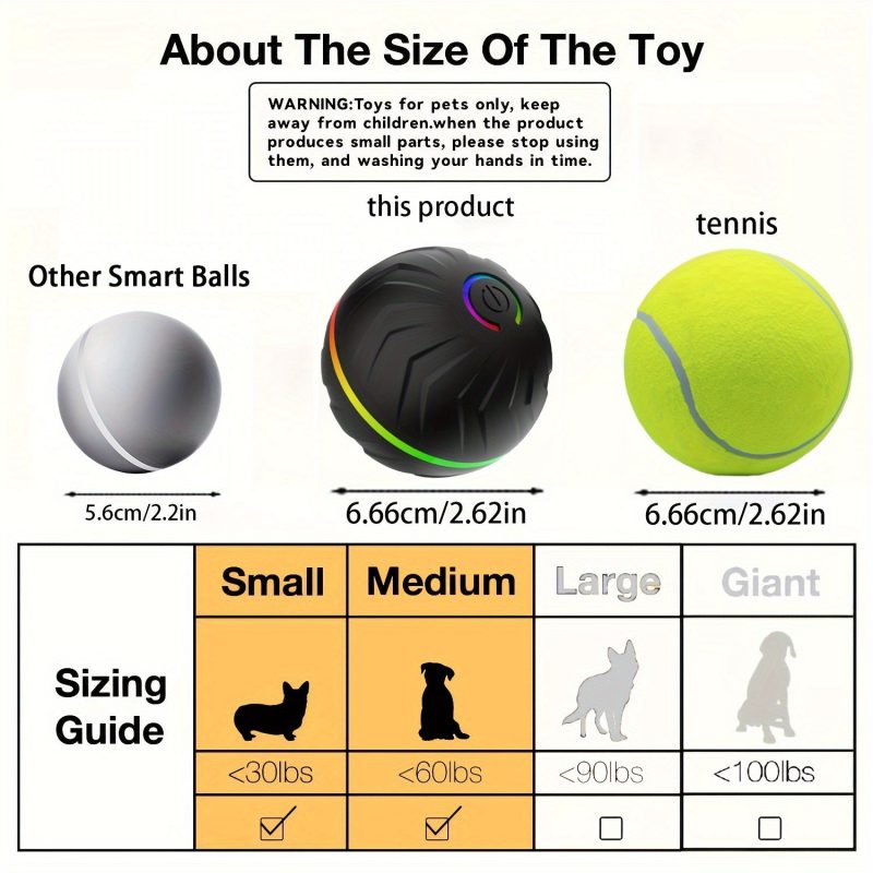 PETGRAVITY Motion-Activated Dog Bouncing Ball, 6. 6cm/2. 62in, USB Rechargeable Lithium Polymer Battery, Interactive Pet Toy for All Breed Sizes, Durable Thermoplastic Rubber, Striped Pattern - Image 2