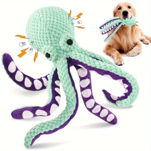 [Squeaky Plush Toy] Durable Soft Mr. Octopus Squeaky Plush Dog Toy - 1pc Non-Battery Operated, Interactive Boredom Buster for Teething, Suitable for All Dog Breeds and Sizes
