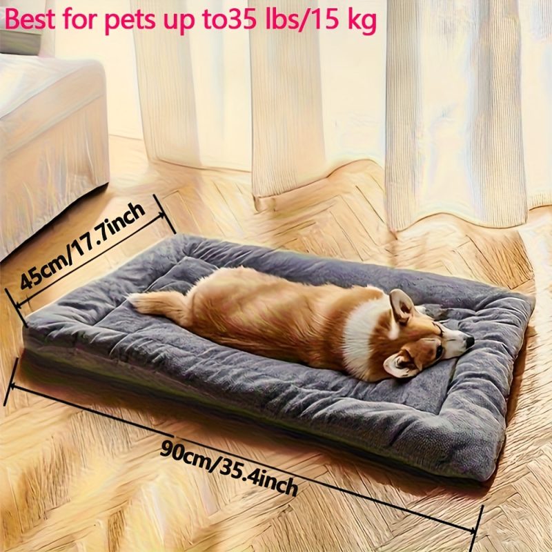 Super Soft Rectangular Polyester Dog Sofa Bed with Non-Slip Bottom - Comfortable Pet Pad for Small & Medium Dogs & Cats, Modern Design for Living Room or Bedroom, Pet Furniture, Cozy Pet Furniture, Plush Polyester - Image 2
